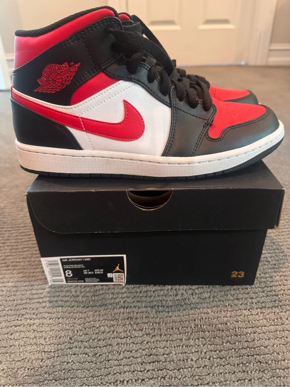 Air Jordan 1 Mid Men’s Sneakers in Red/Black/White